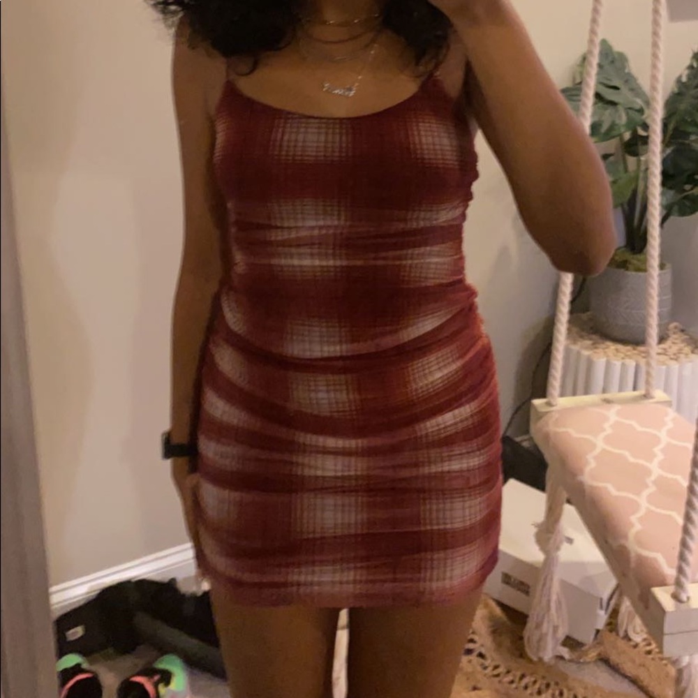 Forever 21 Plaid Mesh Mini Dress